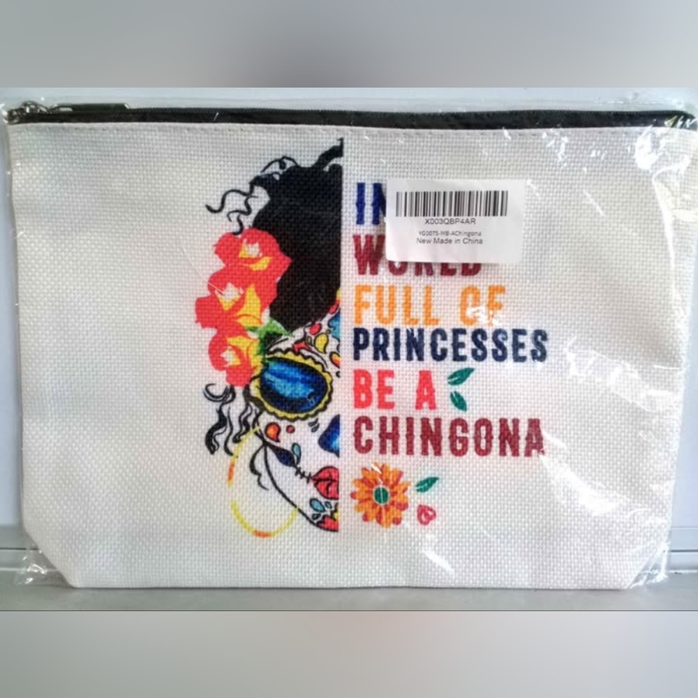 Colorful Printed Day of the Dead Inspired Women's Clutch Makeup Bag Travel Pouch